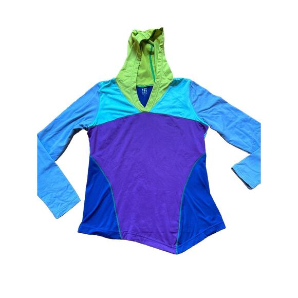 Title Nine hoodie sweatshirt Small colorblock performance colorful blue - Picture 6 of 10